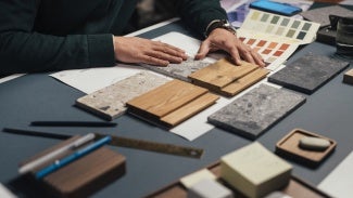 Unrecognizable person looking at materials selection for a project